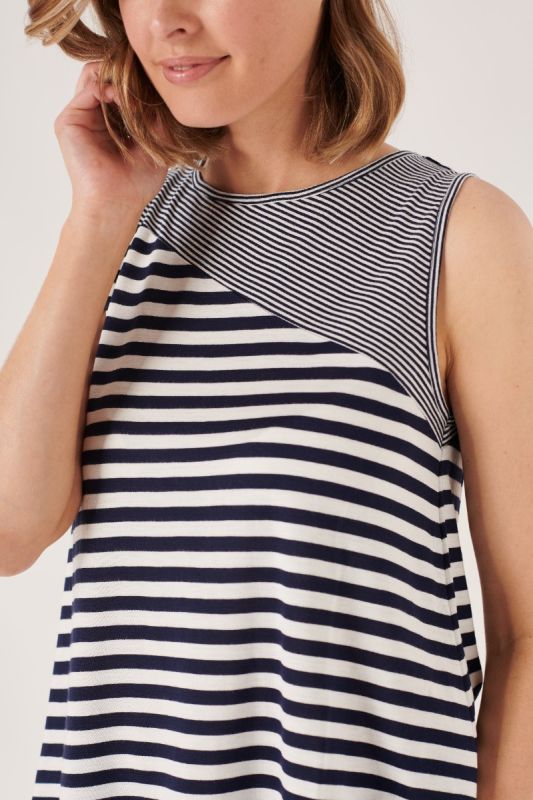 Gosforth Navy and White Striped Vest Top