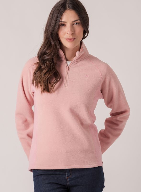 Helga Zip Neck Polar Fleece - Pale Pink/Lilac Rose