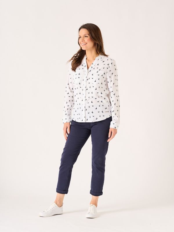 White Swallow Print Shirt - Isla