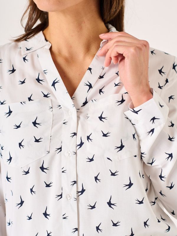 White Swallow Print Shirt - Isla