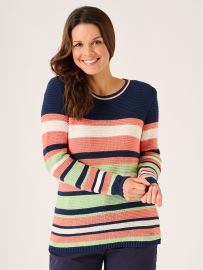 Browtiny Multicoloured Stripe Tape Yarn Jumper