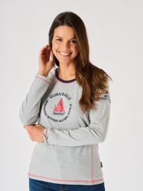 Grey Long Sleeve Lifestyle Quba Boat Print X-Series T-Shirt - Macaw