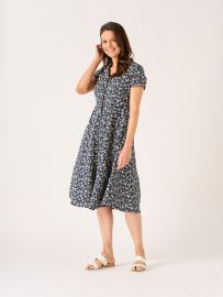 Medway Revere Navy Ocean Design Collar Dress