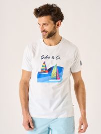 Sanins Lifestyle Quba and Co White Boat Printed T-Shirt