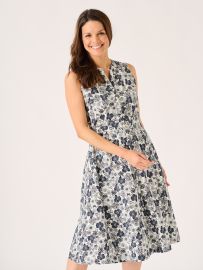 Tyne Navy and White Floral Print Dress