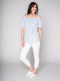 Skylar Woven Bardot Top - Chambray