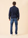 navy, knit, jacket, coat, fleece, zip through, zip up, ribbed, autumn, winter, mens