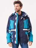 navy, teal, white, technical, fleece lined, hooded, sailing, jacket, coat, multi pockets, detachable hood, contrasting, features, x-series, sporty